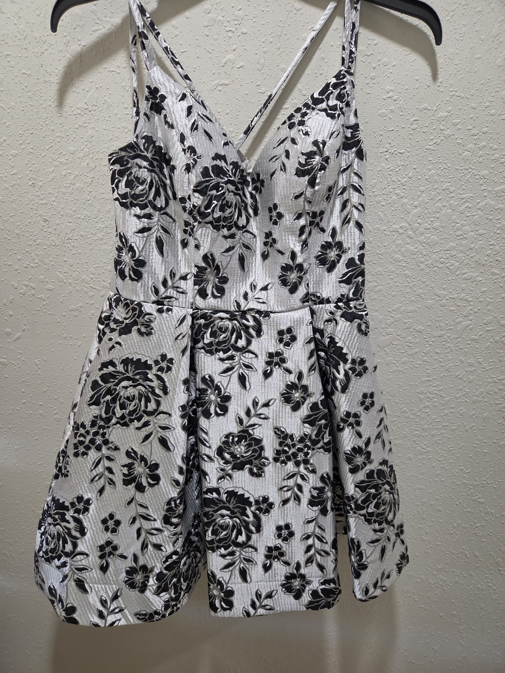 B Darlin White & Black Floral V-Neck Mini Dress